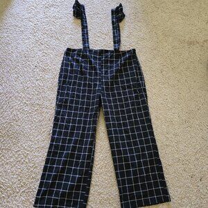 Black & White Checker Pants with Ruffle Suspenders, 3XL but really XXL